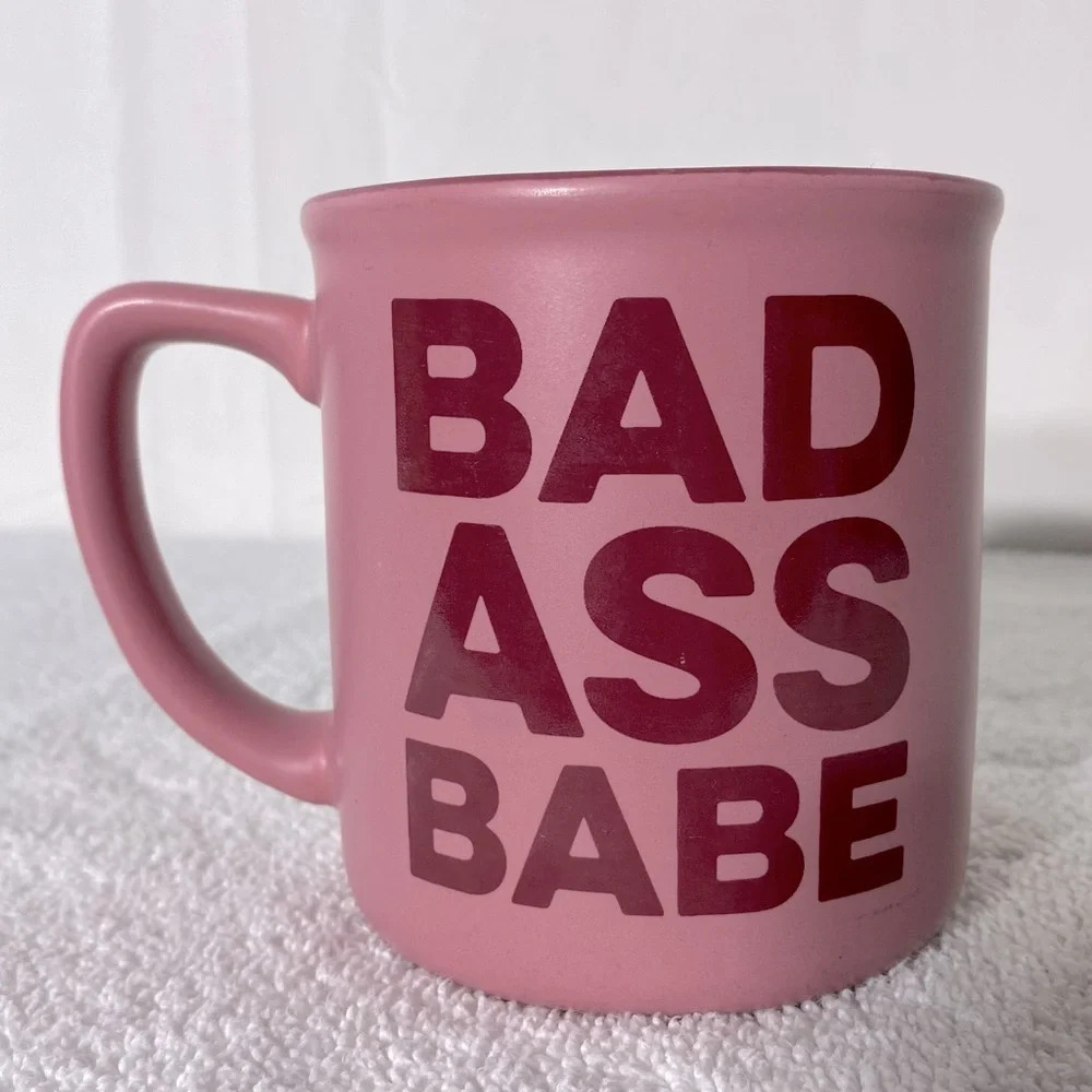 Abbott Pink Burgundy Ceramic Bad Ass Babe Mug Coffee Cup